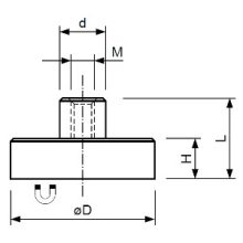 Magnet Neodim tip oală Ø10 mm filet interior