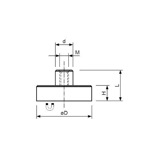 Magnet Neodim tip oală Ø10 mm filet interior
