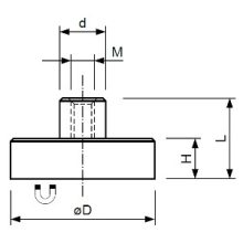 Magnet Neodim tip oală Ø25 mm filet interior