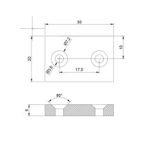 Magnet Neodim bloc  30x20x5 mm N48 cu orificiu