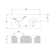 Magnet Neodim bloc 40x20x10 mm N48 cu orificiu