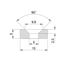 Magnet Neodim inel  15x5x5 mm N48 înecat,pereche, 2 bucăți