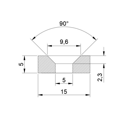 Magnet Neodim inel  15x5x5 mm N48 înecat,pereche, 2 bucăți