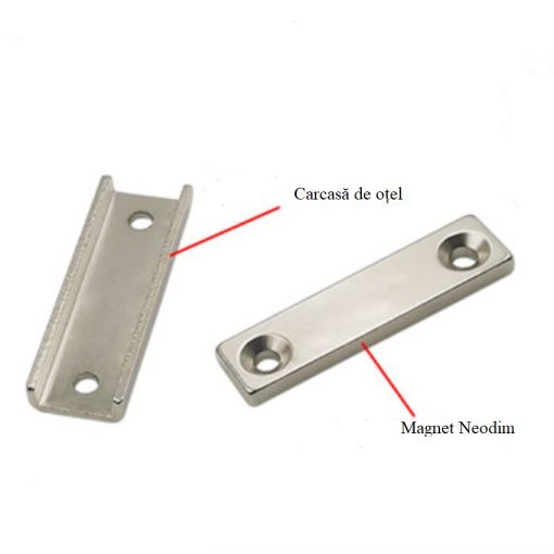 Magnet Neodim tip oală dreptunghiulară 40x13.5x5 mm